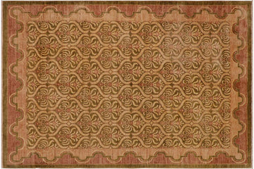 handmade Transitional Kafkaz Chobi Ziegler Green Brown Hand Knotted RECTANGLE 100% WOOL area rug 9 x 12